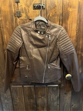 Urban Republic Women's Dark Brown Faux Leather Moto Jacket